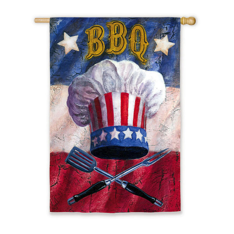 Patriotic Barbeque House Flag