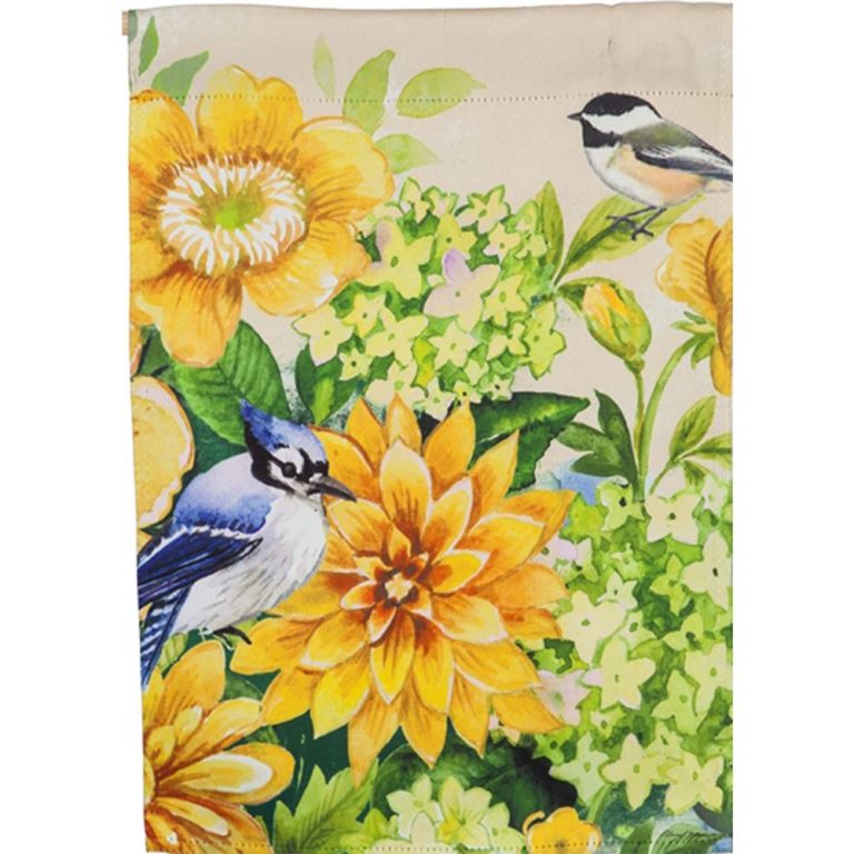 Yellow Flowers and Birds House Flags