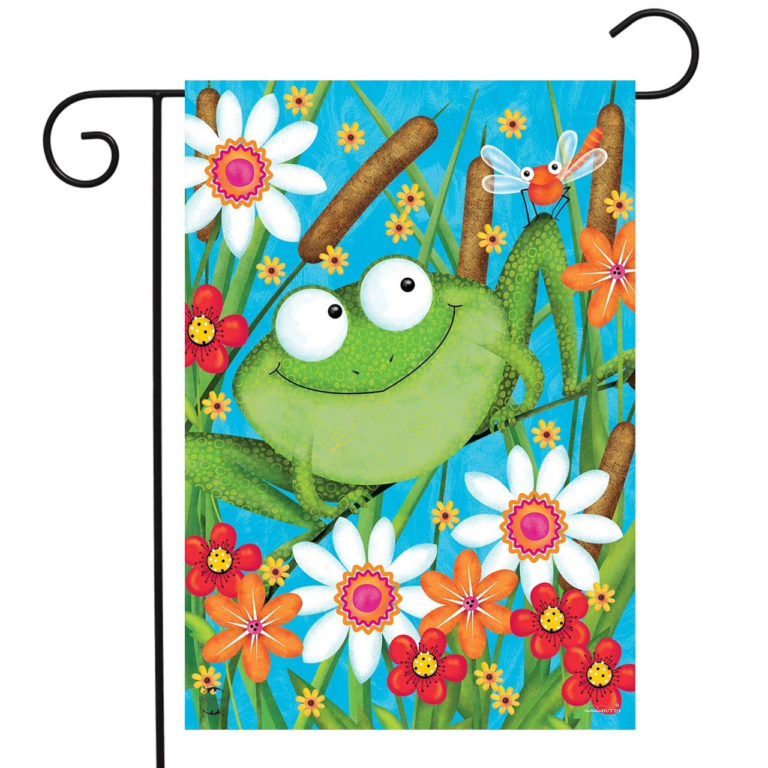 Froggy Fun Garden Flag