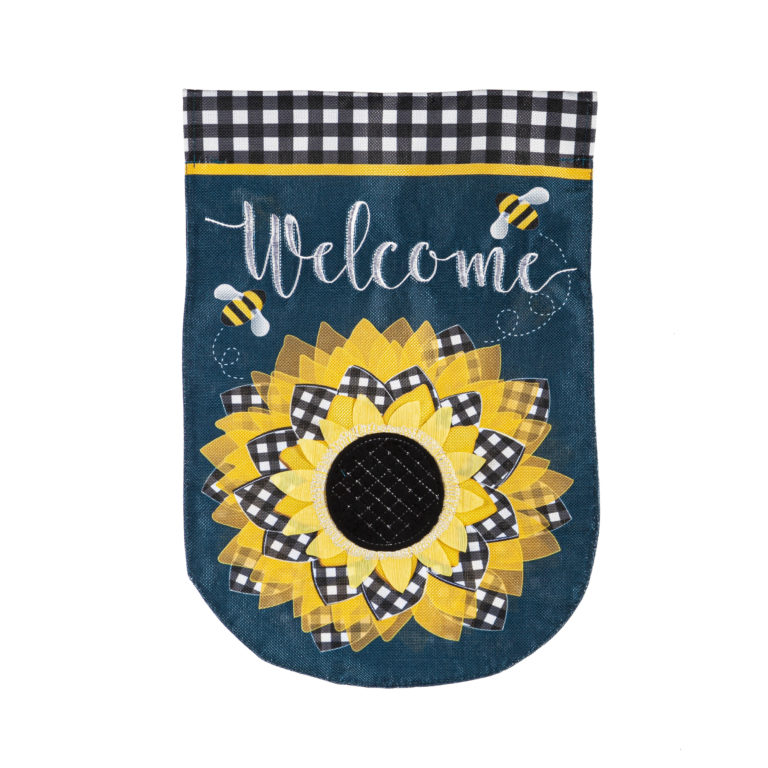 Sunflower with Checks Garden Flag