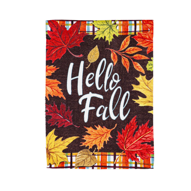 Plaid Hello Fall Garden Flag