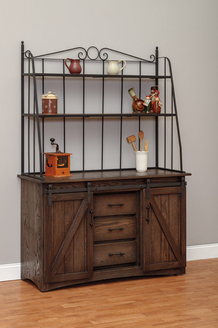 Barn Door Baker's Cabinet with Drawers