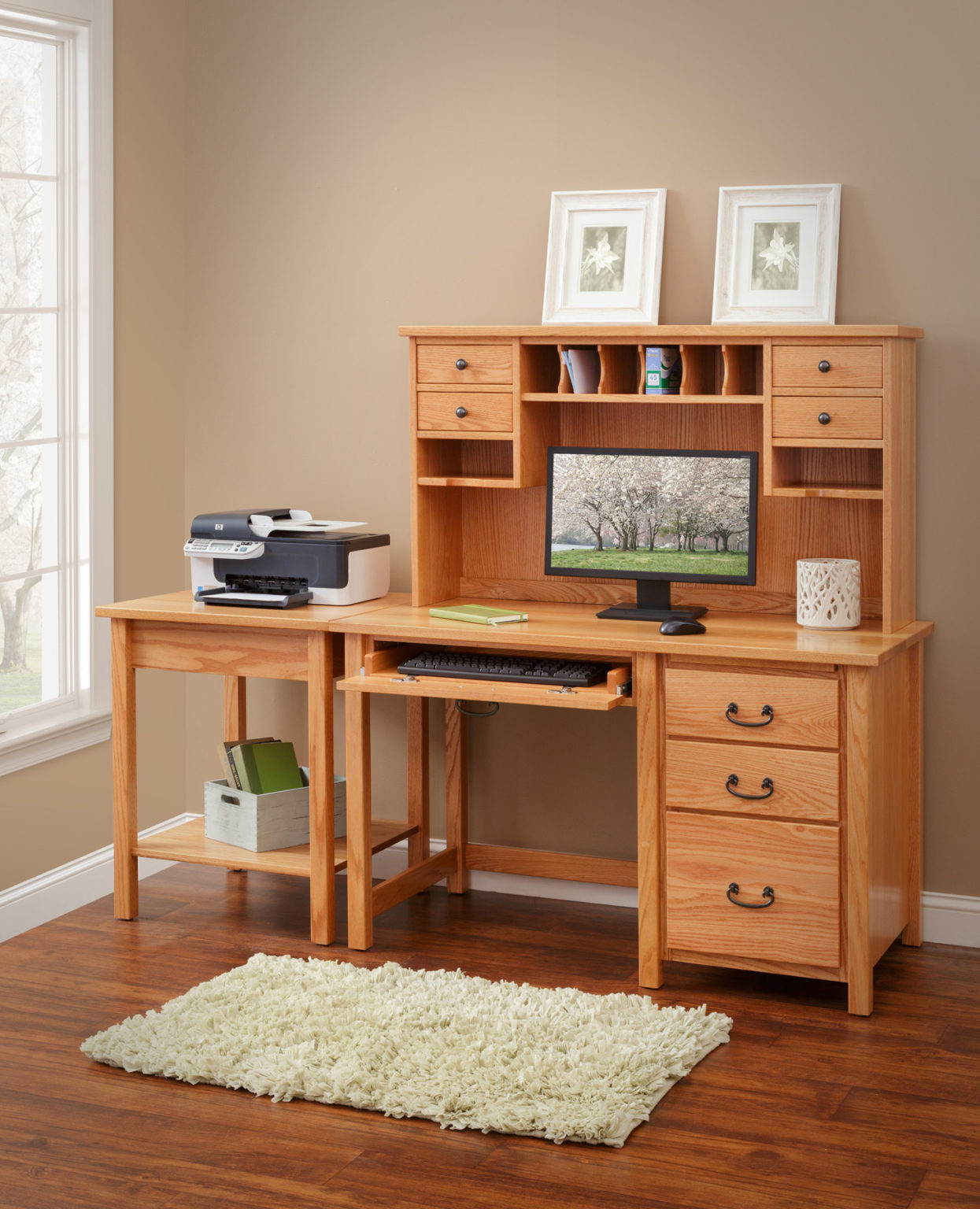 ESHTON SINGLE PEDESTAL DESK & SMALL HUTCH Buxtons Quality Furniture