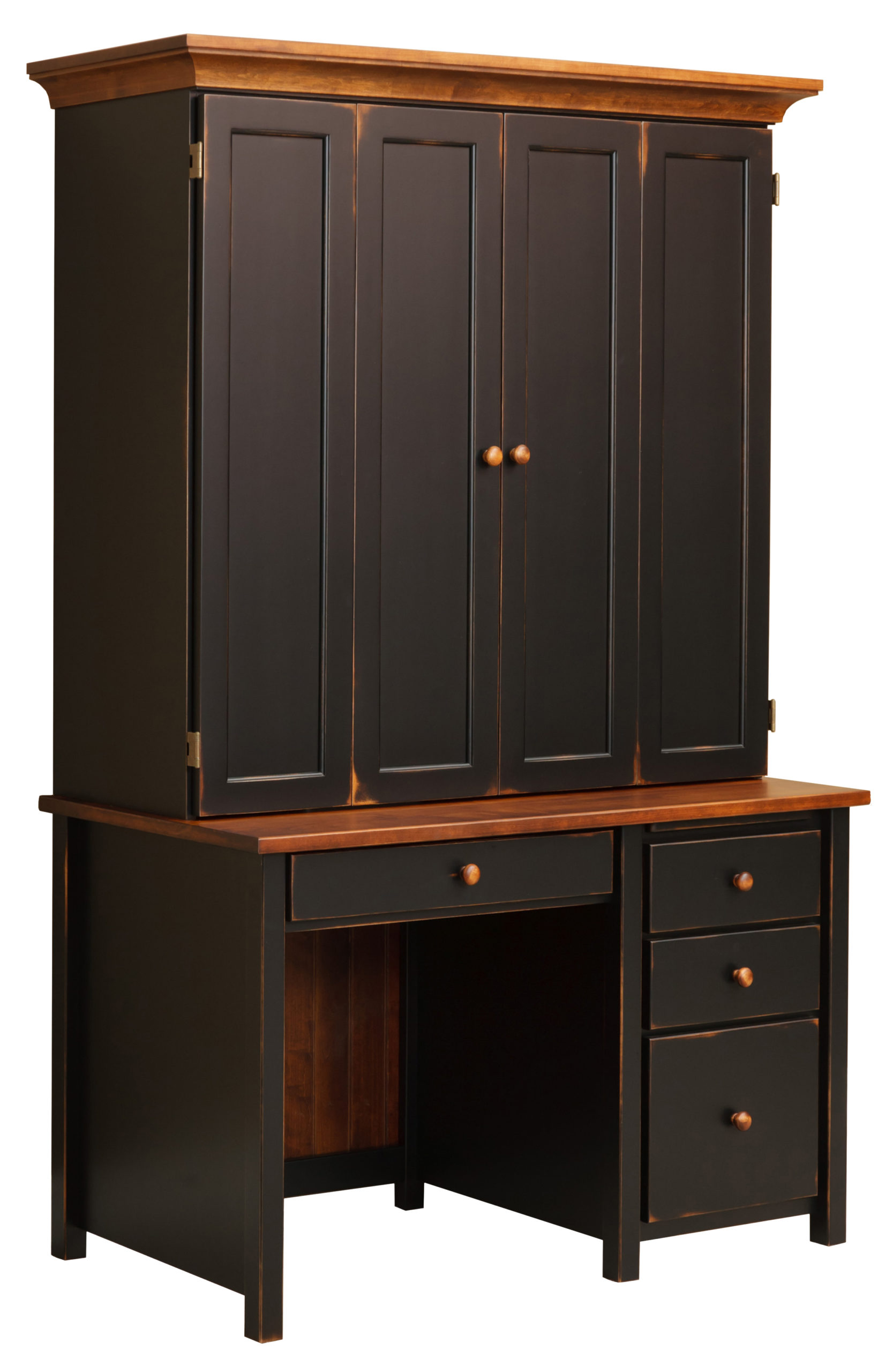 Eshton Single Pedestal Desk With Bifold Door Hutch Buxtons Quality 4360