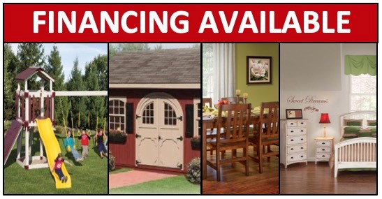 finance A collage of photos showing Buxton's Quality Furniture products and advertising that financing is available