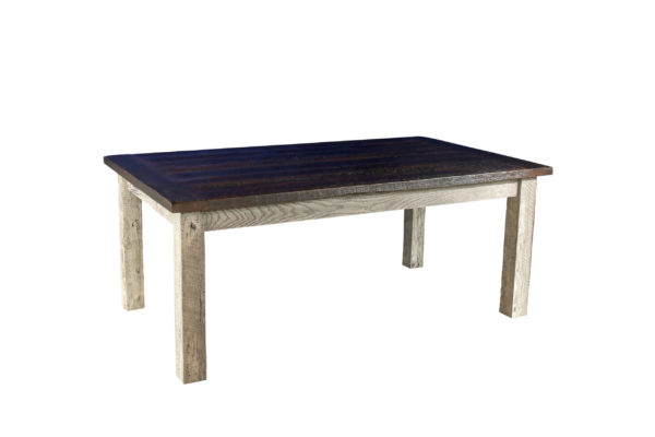 Rustic wooden table for kitchen with black top